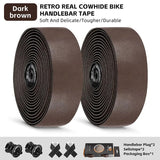 WEST BIKING Genuine Leather Handlebar Tape For Road Bike Retro Color Drop-Bar Bike Handlebar Winding Bicycle Accessories