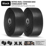 WEST BIKING Genuine Leather Handlebar Tape For Road Bike Retro Color Drop-Bar Bike Handlebar Winding Bicycle Accessories