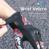 WEST BIKING Graffiti Motorcycle Gloves Anti Shock MTB Leather Gloves Full Finger Touch Screen Enduro Glove With Joint Protection