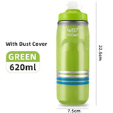WEST BIKING Insulated Water Bottle Cycling Sport 620ML Portable MTB Road Bike Bottle Thermal Gym Fitness Running Soft Flask