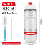 WEST BIKING Insulated Water Bottle Cycling Sport 620ML Portable MTB Road Bike Bottle Thermal Gym Fitness Running Soft Flask