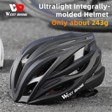 WEST BIKING Integrated Lightweight Bicycle Helmet MTB Road Bike Men Women Safety Helmet Racing Triathlon Cycling Helmet