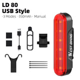 WEST BIKING Laser Bicycle Rear Light Brake Sensor Smart Taillights High Visibility Rechargeable LED Helmet Light Bike Accessorie
