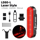 WEST BIKING Laser Bicycle Rear Light Brake Sensor Smart Taillights High Visibility Rechargeable LED Helmet Light Bike Accessorie