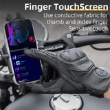 WEST BIKING Leather Motorcycle Gloves Men Outdoor Windproof Full Finger Touch Screen Gloves 3D Protection Punk Motocross Gloves