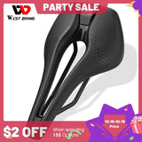 WEST BIKING Lightweight Road Bike Seat Short Nose Racing Bike Saddle Bicycle Hollow Painless Saddle Bike Accessories