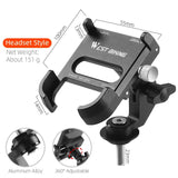 WEST BIKING MTB Phone Support Bike Stem Mount Mobile Phone Widely Adaptable Bracket Aluminum Alloy Adjustable Smartphone Stand
