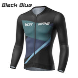 WEST BIKING Men Road Bike Jerseys Long Sleeve Cycling Shirt Spring Autumn MTB Jerseys Triathlon Breathable Tops With Pockets