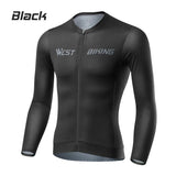 WEST BIKING Men Road Bike Jerseys Long Sleeve Cycling Shirt Spring Autumn MTB Jerseys Triathlon Breathable Tops With Pockets