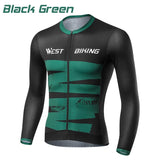 WEST BIKING Men Road Bike Jerseys Long Sleeve Cycling Shirt Spring Autumn MTB Jerseys Triathlon Breathable Tops With Pockets