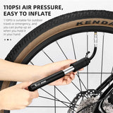WEST BIKING Mini Portable Bicycle Pump 110PSI Hand Air Pump MTB Road Bike Tire Inflator With Extension Hose Cycling Accesories