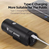 WEST BIKING Mini Ultralight Bicycle Headlights Rechargeable 4800mAh MTB Road Bike Front Light Portable Cycling LED Flashlight
