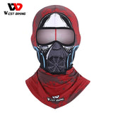 WEST BIKING Motorcycle 3D Skull Balaclava Summer UV Protection Cycing Caps For Men MTB Road Bike Hat Cooling Sport Gear