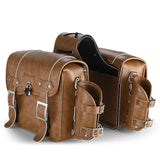WEST BIKING Motorcycle Bag PU Leather Waterproof 16L 2 Pcs Side Bags Universal Motorcycle Pannier Bag With Bottle Bag Padlock