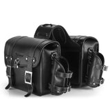 WEST BIKING Motorcycle Bag PU Leather Waterproof 16L 2 Pcs Side Bags Universal Motorcycle Pannier Bag With Bottle Bag Padlock