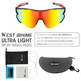 WEST BIKING Polarized Glasses Men Women Outdoor Sport Colorful Sunglasses MTB Road Bike Eyewear UV400 Protection Cycling Goggles