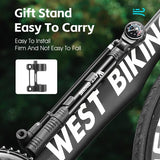 WEST BIKING Portable Air Pump MTB Road Bike Easy Rotation Switch Schrader Presta Nozzle Hand/Floor Pump With Pressure Gauge
