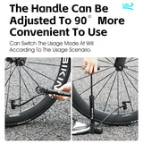 WEST BIKING Portable Air Pump MTB Road Bike Easy Rotation Switch Schrader Presta Nozzle Hand/Floor Pump With Pressure Gauge