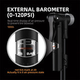 WEST BIKING Portable MTB Road Bike Pump 120 PSI Manual Air Pump With Pressure Gauge Floor Pump Tire Inflator Cycling accesories