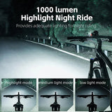 WEST BIKING Professional Bicycle Headlight MTB Road Bike Waterproof Front Light 1000 Lumen USB Rechargeable Cycling Flashlight