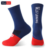 WEST BIKING Professional Cycling Socks Sport Breathable Color Block Long Socks Non-Slip Compression MTB Bike Football Socks