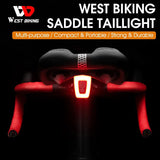WEST BIKING Rechargeable Bike Rear Light LED Saddle Taillights Cycling Helmet Light USB Flashlight Safety Bicycle Accessories