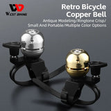 WEST BIKING Retro Bicycle Copper Bell Mini Metal Bell Gold Silver Color MTB Road Bike Cycling Safety Bell Bicycle Accessories