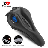 WEST BIKING Saddle Cover with Safety Taillights Comfortable Gel Memory Foam Cycling Seat Cover Bicycle Cushion With Rain Cover