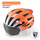 WEST BIKING Safety Men's Cycling Helmet Magnetic Goggles Lightweight Road Bike Female Helmet With LED Light MTB Equipment
