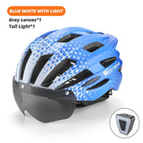 WEST BIKING Safety Men's Cycling Helmet Magnetic Goggles Lightweight Road Bike Female Helmet With LED Light MTB Equipment