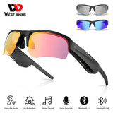 WEST BIKING Smart Cycling Sunglasses Headset Wireless Bluetooth Glasses Sport Audio Eyewear Driving Earphone UV400 Bike Goggles