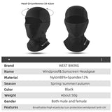 WEST BIKING Spring Autumn Cycling Caps For Men Windproof Dustproof Motorcycle MTB Helmet Inner Cap UV Protection Balaclava Mask