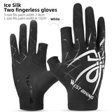 WEST BIKING Summer Cycling Gloves Fingerless Touch Screen Ice Silk Cool Spider Pattern Driving Hiking Gloves Cooling Sport Gear