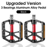 WEST BIKING Ultralight Bicycle Pedals Flat MTB Aluminum Pedals With Reflector Road Bike 3 Bearing Pedals Bike Accessories