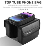 WEST BIKING Waterproof Bicycle Front Frame Bag Double Pouch & 7.2 Inch Phone Touch Screen Bag Cycling Travel MTB Top Tube Bag
