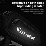WEST BIKING Waterproof Bicycle Front Frame Bag Reflective Logo MTB Top Tube Bag Multi-Layer Storage Cycling Bag Bike Accessories