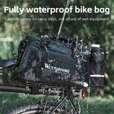 WEST BIKING Waterproof Bicycle Trunk Bag Expandable 13-25L Bike Cargo Carrier Bag 2 Bottle Pockets Rear Rack Travel Suitcase