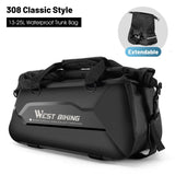 WEST BIKING Waterproof Bicycle Trunk Bag Expandable 13-25L Bike Cargo Carrier Bag 2 Bottle Pockets Rear Rack Travel Suitcase