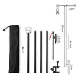 WESTTUNE Camping Lamp Stand with Double Hooks Aluminum Alloy Foldable Lamp Pole Telescopic Outdoor Light Holder Lamp Hanger