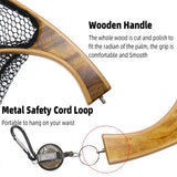 WIFREO Portable Solid Wood Fly Fishing Landing Net Trout Catch and Release Net Quality Wooden Stream Fishing Net Tackle Tool