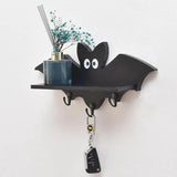Wall Key Organizer Cartoon Wooden Entryway Hooks Home Décor Accents Shelf With Bat Shape For Living Room Bedroom Entrance Hall