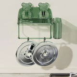 Wall Mounted Chopsticks Holder Bear Design Utensil Drying Holder For Sink Hangable Punch-free Sponge Drain Sink Basket Organizer