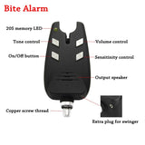 Waterproof Wireless LED Fishing Bite Alarm Digital Tone Volume Sensitivity Sound Fish Bite Alarm Receiver Set With case