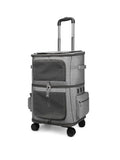 Wheeled Cat Carrier Prime Double Layer for 2 Cats Small Dogs Breathable Comfort Removable Rolling Wheels Trolley Cat Dog Travel