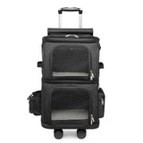 Wheeled Cat Carrier Prime Double Layer for 2 Cats Small Dogs Breathable Comfort Removable Rolling Wheels Trolley Cat Dog Travel