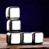 Whiskey Ice Cubes Set Of 4 Whiskey Stones Stainless Steel Refreezable Ice Cubes With Ice Tong And Storage Box Ice Cubes Whiskey