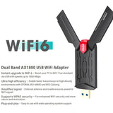 WiFi 6 USB Adapter Dual Band AX1800 2.4G 5GHz Wireless WiFi 6 Dongle Network Card USB 3.0 WiFi Adapter Win10