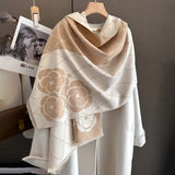 Winter Thick Cashmere Poncho Scarf Luxury Plaid Floral Print Pashmina Shawl Warm Wraps Travel Casual Blanket Bufanda Echarpe