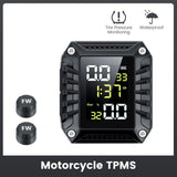 Wireless Motorcycle TPMS 2 External Sensors Motorbike Tire Pressure Monitoring Tyre Temperature Alarm System with Time Display