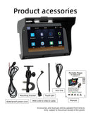Wireless Wired Motorcycle CarPlay Android Auto Stereo Radio 5 Inch Bluetooth TF USB IP65 Waterproof Portable Motorbike Head